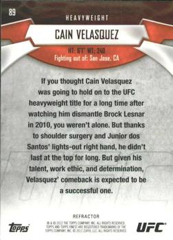 2012 Finest UFC - Refractors #89 Cain Velasquez Back
