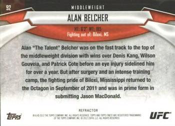 2012 Finest UFC - Refractors #92 Alan Belcher Back