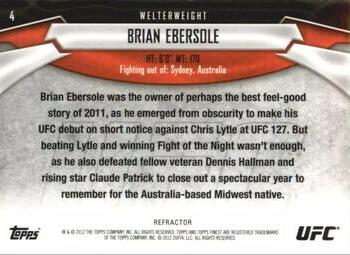 2012 Finest UFC - X-Fractors #4 Brian Ebersole Back