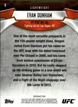 2012 Finest UFC - X-Fractors #8 Evan Dunham Back