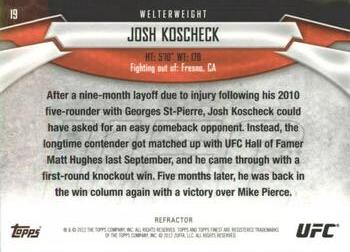 2012 Finest UFC - X-Fractors #19 Josh Koscheck Back
