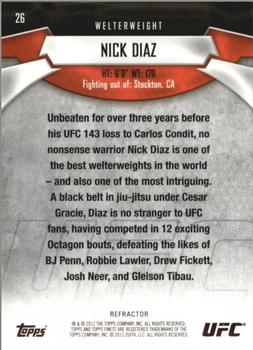 2012 Finest UFC - X-Fractors #26 Nick Diaz Back