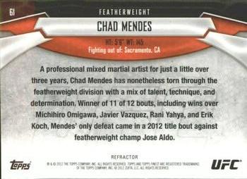 2012 Finest UFC - X-Fractors #61 Chad Mendes Back