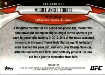 2012 Finest UFC - Refractors Gold #21 Miguel Angel Torres Back