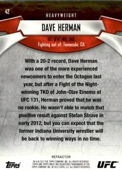2012 Finest UFC - Refractors Gold #42 Dave Herman Back
