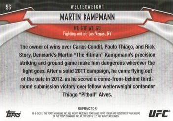 2012 Finest UFC - Refractors Gold #96 Martin Kampmann Back
