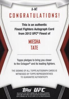 2012 Finest UFC - Autographs #A-MT Miesha Tate Back