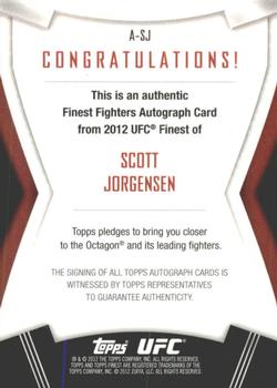 2012 Finest UFC - Autographs #A-SJ Scott Jorgensen Back