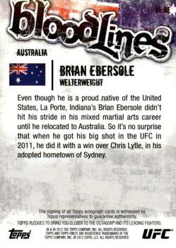 2012 Finest UFC - Bloodlines Autographs #BL-BE Brian Ebersole Back