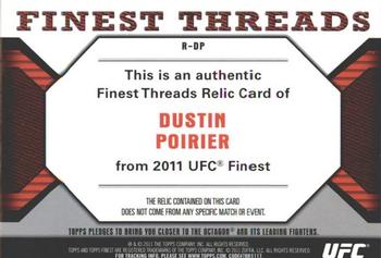 2011 Finest UFC - Finest Threads Fighter Relics #R-DP Dustin Poirier Back