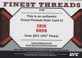 2011 Finest UFC - Finest Threads Fighter Relics #R-EK Erik Koch Back