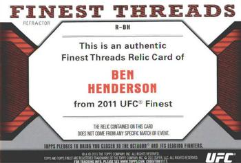 2011 Finest UFC - Finest Threads Jumbo Fighter Relics #JR-BH Benson Henderson Back