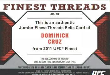 2011 Finest UFC - Finest Threads Jumbo Fighter Relics #JR-DC Dominick Cruz Back