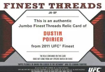 2011 Finest UFC - Finest Threads Jumbo Fighter Relics #JR-RB Dustin Poirier Back