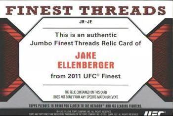 2011 Finest UFC - Finest Threads Jumbo Fighter Relics #JR-JE Jake Ellenberger Back