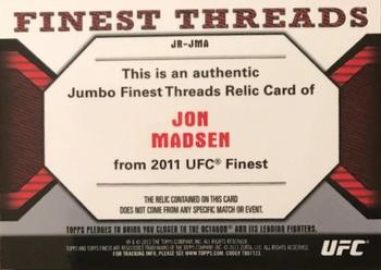 2011 Finest UFC - Finest Threads Jumbo Fighter Relics #JR-JMA Jon Madsen Back