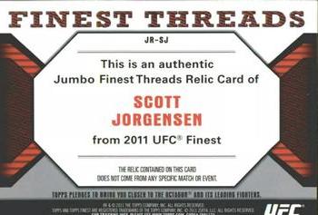 2011 Finest UFC - Finest Threads Jumbo Fighter Relics #JR-SJ Scott Jorgensen Back