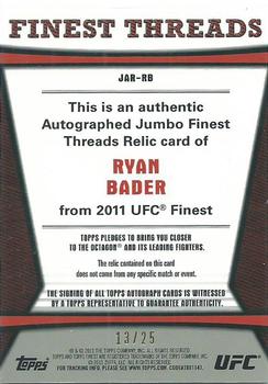 2011 Finest UFC - Finest Threads Jumbo Fighter Relics Autographs #JAR-RB Ryan Bader Back