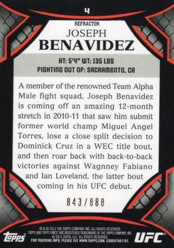 2011 Finest UFC - Refractors #4 Joseph Benavidez Back