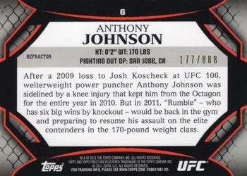 2011 Finest UFC - Refractors #6 Anthony Johnson Back