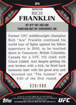 2011 Finest UFC - Refractors #34 Rich Franklin Back