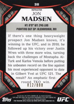 2011 Finest UFC - Refractors #38 Jon Madsen Back