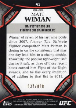 2011 Finest UFC - Refractors #41 Matt Wiman Back