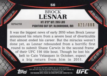 2011 Finest UFC - Refractors #56 Brock Lesnar Back