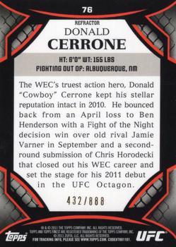 2011 Finest UFC - Refractors #76 Donald Cerrone Back