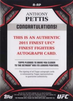 2011 Finest UFC - Autographs #A-AP Anthony Pettis Back