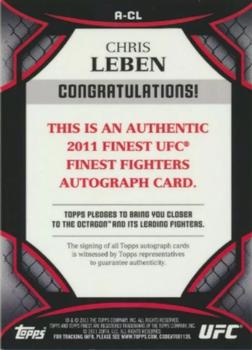 2011 Finest UFC - Autographs #A-CL Chris Leben Back