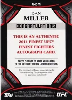2011 Finest UFC - Autographs #A-DM Dan Miller Back