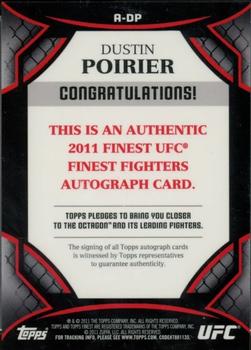 2011 Finest UFC - Autographs #A-DP Dustin Poirier Back