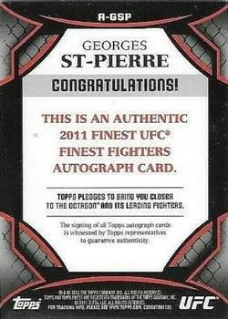 2011 Finest UFC - Autographs #A-GSP Georges St-Pierre Back