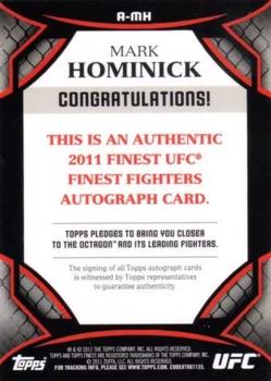 2011 Finest UFC - Autographs #A-MH Mark Hominick Back