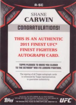 2011 Finest UFC - Autographs #A-SC Shane Carwin Back