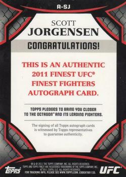 2011 Finest UFC - Autographs #A-SJ Scott Jorgensen Back