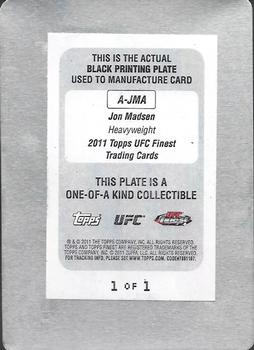 2011 Finest UFC - Autographs Printing Plates Black #A-JMA Jon Madsen Back