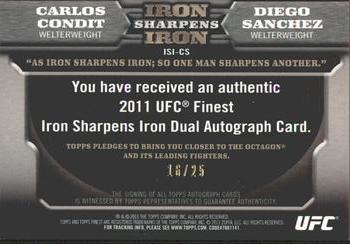 2011 Finest UFC - Iron Sharpens Iron Dual Autographs #ISI-JE Carlos Condit / Diego Sanchez Back