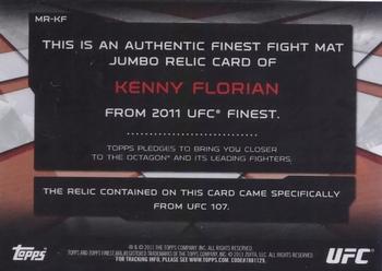 2011 Finest UFC - Jumbo Fight Mat Relics #MR-KF Kenny Florian Back