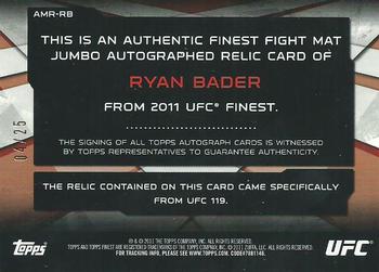 2011 Finest UFC - Jumbo Fight Mat Relics Autographs #AMR-RB Ryan Bader Back