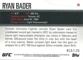 2012 Topps UFC Knockout - Silver #60 Ryan Bader Back