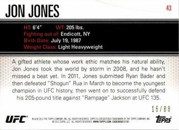 2012 Topps UFC Knockout - Green #43 Jon Jones Back