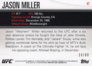 2012 Topps UFC Knockout - Green #47 Jason Miller Back