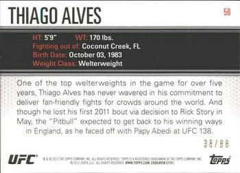 2012 Topps UFC Knockout - Green #58 Thiago Alves Back