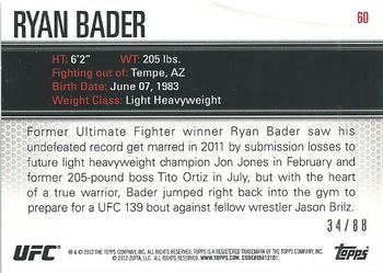 2012 Topps UFC Knockout - Green #60 Ryan Bader Back