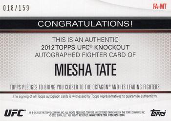 2012 Topps UFC Knockout - Autographs #FA-MT Miesha Tate Back