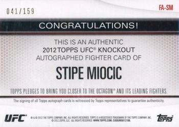 2012 Topps UFC Knockout - Autographs #FA-SM Stipe Miocic Back