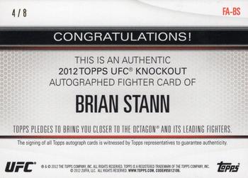 2012 Topps UFC Knockout - Autographs Red #FA-BS Brian Stann Back