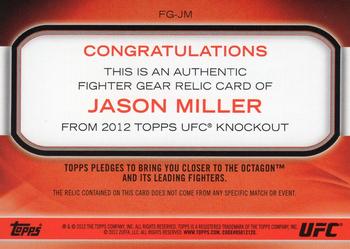 2012 Topps UFC Knockout - Fighter Gear Relics #FG-­JM Jason Miller Back